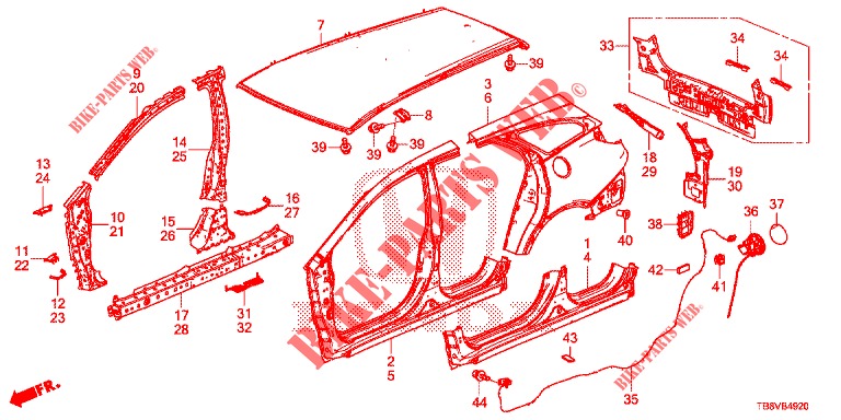 BUITEN PANELEN/ACHTER PANEEL  voor Honda CIVIC TOURER 1.8 SE 5 deuren 5-traps automatische versnellingsbak 2017