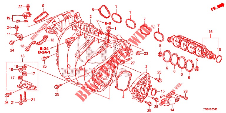CARBURATEUR ISOLATIE/ INLAAT SPRUITSTUK  voor Honda CIVIC TOURER 1.8 SE 5 deuren 5-traps automatische versnellingsbak 2017