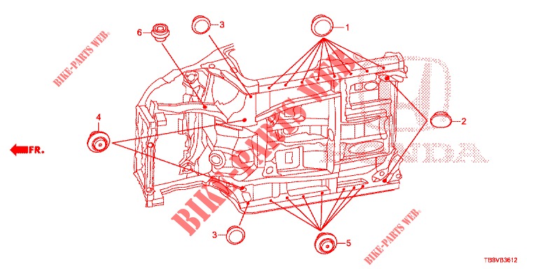DOORVOERTULLE (INFERIEUR) voor Honda CIVIC TOURER 1.8 SE 5 deuren 5-traps automatische versnellingsbak 2017