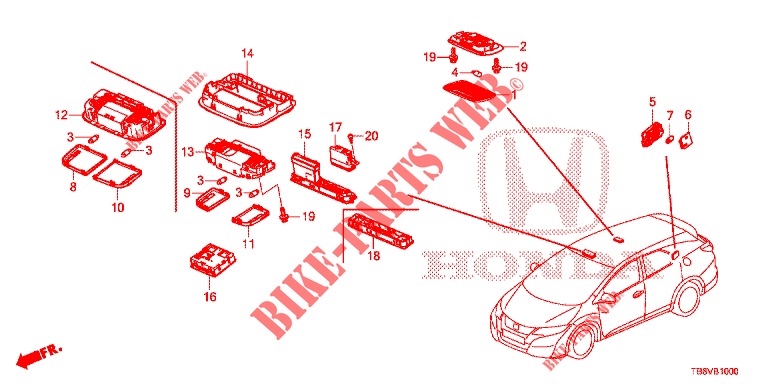 INTERIEUR VERLICHTING  voor Honda CIVIC TOURER 1.8 SE 5 deuren 5-traps automatische versnellingsbak 2017