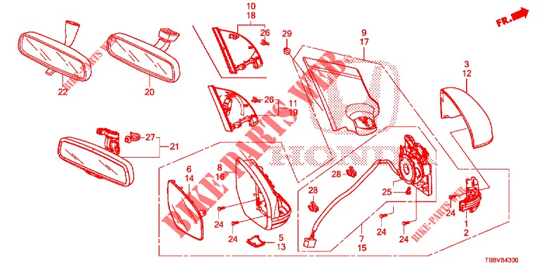 SPIEGEL/ZONNEKLEP  voor Honda CIVIC TOURER 1.8 SE 5 deuren 5-traps automatische versnellingsbak 2017