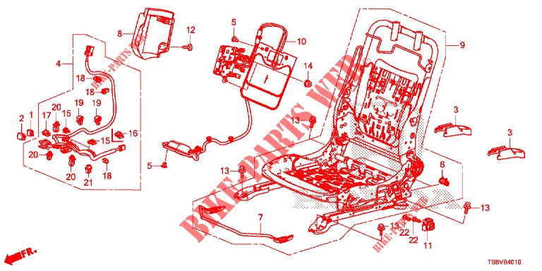 V. ZITTING COMPONENTEN (G.) (1) voor Honda CIVIC TOURER 1.8 SE 5 deuren 5-traps automatische versnellingsbak 2017