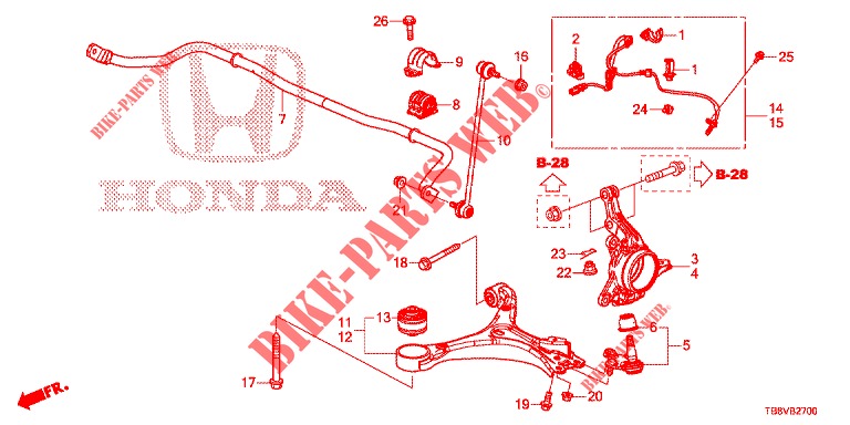 VOOR KNOKKEL  voor Honda CIVIC TOURER 1.8 SE 5 deuren 5-traps automatische versnellingsbak 2017
