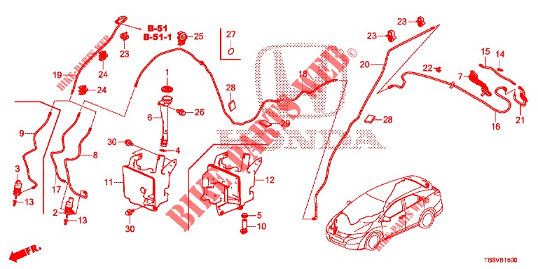 VOOR RUITEWISSER (2DE)  voor Honda CIVIC TOURER 1.8 SE 5 deuren 5-traps automatische versnellingsbak 2017