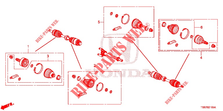 VOORSTE AANDRIJFASSET    KORTE ONDERDELEN  voor Honda CIVIC TOURER 1.8 ES 5 deuren 6-versnellings handgeschakelde versnellingsbak 2014