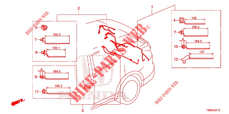 BEDRADINGSBUNDEL (7) voor Honda CIVIC TOURER DIESEL 1.6 ES 5 deuren 6-versnellings handgeschakelde versnellingsbak 2015