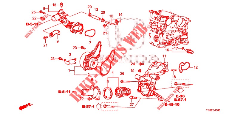 WATERPOMP/THERMOSTAAT (DIESEL) voor Honda CIVIC TOURER DIESEL 1.6 EX 5 deuren 6-versnellings handgeschakelde versnellingsbak 2015