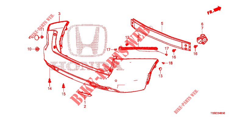 ACHTER BUMPER  voor Honda CIVIC TOURER DIESEL 1.6 SE 5 deuren 6-versnellings handgeschakelde versnellingsbak 2015