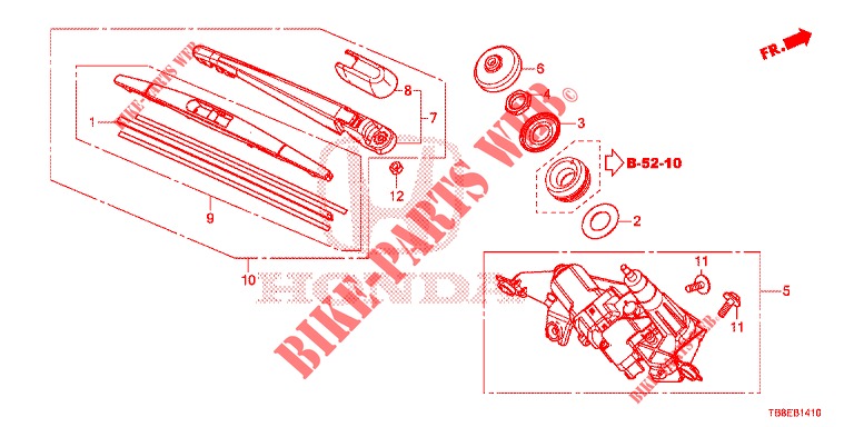 ACHTER RUITEWISSER  voor Honda CIVIC TOURER DIESEL 1.6 SE 5 deuren 6-versnellings handgeschakelde versnellingsbak 2015