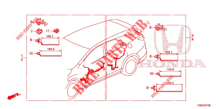 BEDRADINGSBUNDEL (5) (RH) voor Honda CIVIC TOURER DIESEL 1.6 SE 5 deuren 6-versnellings handgeschakelde versnellingsbak 2015