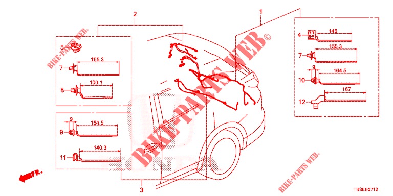 BEDRADINGSBUNDEL (7) voor Honda CIVIC TOURER DIESEL 1.6 SE 5 deuren 6-versnellings handgeschakelde versnellingsbak 2015