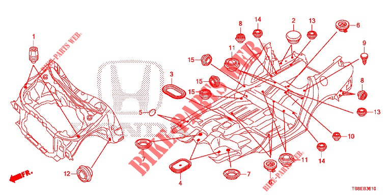 DOORVOERTULLE (AVANT) voor Honda CIVIC TOURER DIESEL 1.6 SE 5 deuren 6-versnellings handgeschakelde versnellingsbak 2015