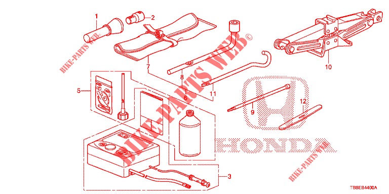 GEREEDSCHAP/KRIK  voor Honda CIVIC TOURER DIESEL 1.6 SE 5 deuren 6-versnellings handgeschakelde versnellingsbak 2015
