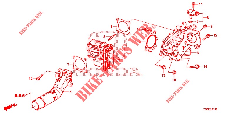 INLAAT FLAP VALVE (DIESEL) voor Honda CIVIC TOURER DIESEL 1.6 SE 5 deuren 6-versnellings handgeschakelde versnellingsbak 2015