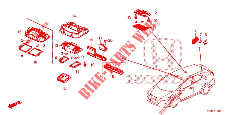 INTERIEUR VERLICHTING  voor Honda CIVIC TOURER DIESEL 1.6 SE 5 deuren 6-versnellings handgeschakelde versnellingsbak 2015