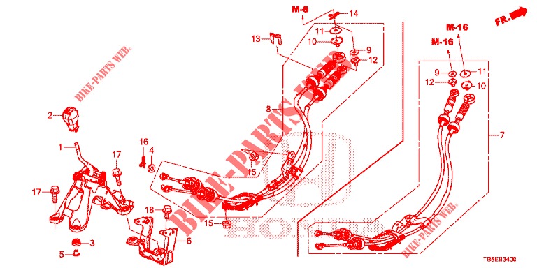 KEUZEHENDEL(HMT)  voor Honda CIVIC TOURER DIESEL 1.6 SE 5 deuren 6-versnellings handgeschakelde versnellingsbak 2015