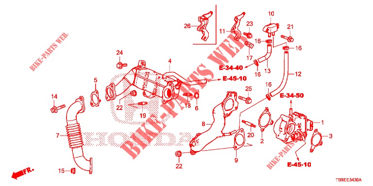 LAGE DRUKKLEP (DIESEL) voor Honda CIVIC TOURER DIESEL 1.6 SE 5 deuren 6-versnellings handgeschakelde versnellingsbak 2015