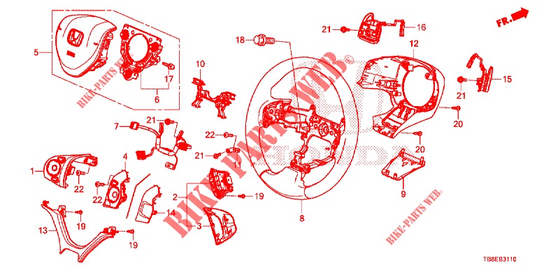 STUURWIEL ( 0C199999)  voor Honda CIVIC TOURER DIESEL 1.6 SE 5 deuren 6-versnellings handgeschakelde versnellingsbak 2015
