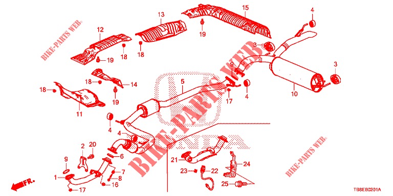 UITLAATPIJP/GELUIDDEMPER (DIESEL) voor Honda CIVIC TOURER DIESEL 1.6 SE 5 deuren 6-versnellings handgeschakelde versnellingsbak 2015