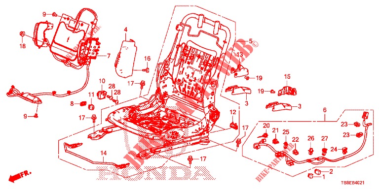 V. ZITTING COMPONENTEN (D.) (2) voor Honda CIVIC TOURER DIESEL 1.6 SE 5 deuren 6-versnellings handgeschakelde versnellingsbak 2015