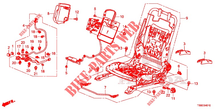 V. ZITTING COMPONENTEN (G.) (1) voor Honda CIVIC TOURER DIESEL 1.6 SE 5 deuren 6-versnellings handgeschakelde versnellingsbak 2015