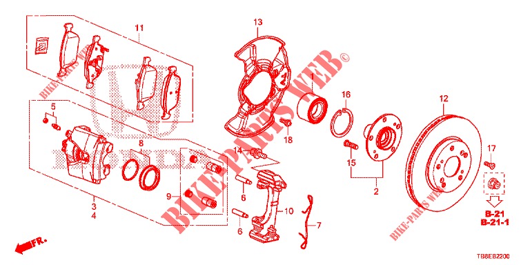 VOOR REM  voor Honda CIVIC TOURER DIESEL 1.6 SE 5 deuren 6-versnellings handgeschakelde versnellingsbak 2015