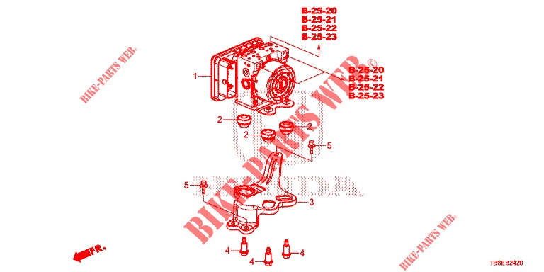 VSA MODULATOR(RH)('00 )  voor Honda CIVIC TOURER DIESEL 1.6 SE 5 deuren 6-versnellings handgeschakelde versnellingsbak 2015