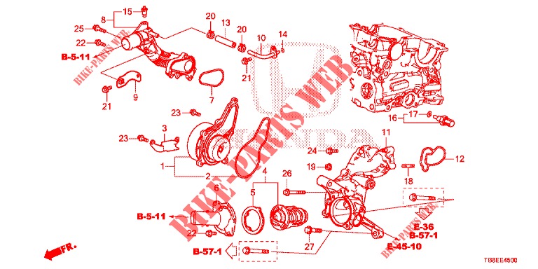 WATERPOMP/THERMOSTAAT (DIESEL) voor Honda CIVIC TOURER DIESEL 1.6 SE 5 deuren 6-versnellings handgeschakelde versnellingsbak 2015