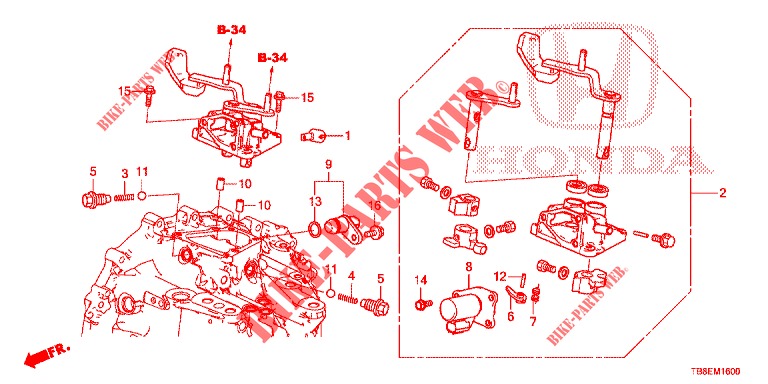 WISSELHENDEL (DIESEL) voor Honda CIVIC TOURER DIESEL 1.6 SE 5 deuren 6-versnellings handgeschakelde versnellingsbak 2015
