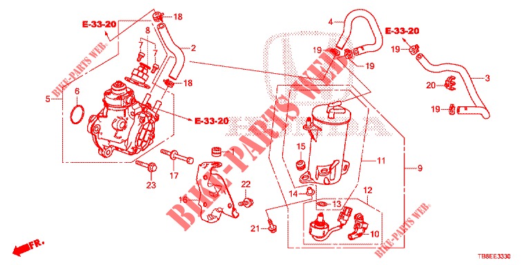 HOGEDRUKPOMP (DIESEL)  voor Honda CIVIC TOURER DIESEL 1.6 EXGT 5 deuren 6-versnellings handgeschakelde versnellingsbak 2016