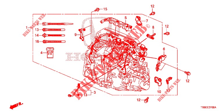 MOTOR BEDRADINGSBUNDEL (DIESEL) voor Honda CIVIC TOURER DIESEL 1.6 EXGT 5 deuren 6-versnellings handgeschakelde versnellingsbak 2016