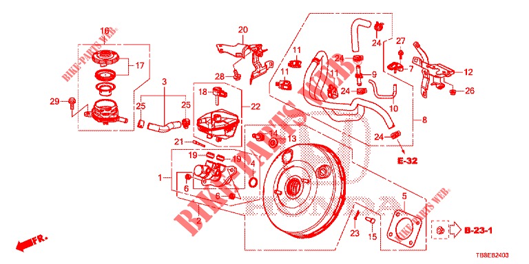 REM HOOFDCILINDER/HOOFDSPANNING (RH) (DIESEL) voor Honda CIVIC TOURER DIESEL 1.6 EXGT 5 deuren 6-versnellings handgeschakelde versnellingsbak 2016