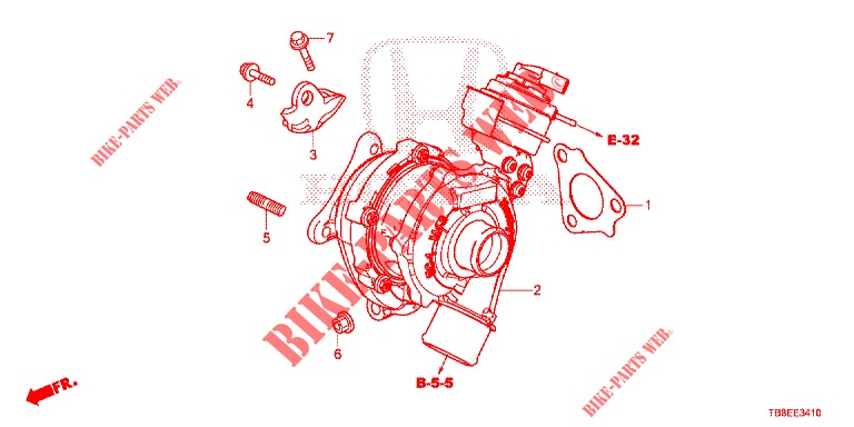 TURBOLADER SYSTEEM (DIESEL) voor Honda CIVIC TOURER DIESEL 1.6 EXGT 5 deuren 6-versnellings handgeschakelde versnellingsbak 2016