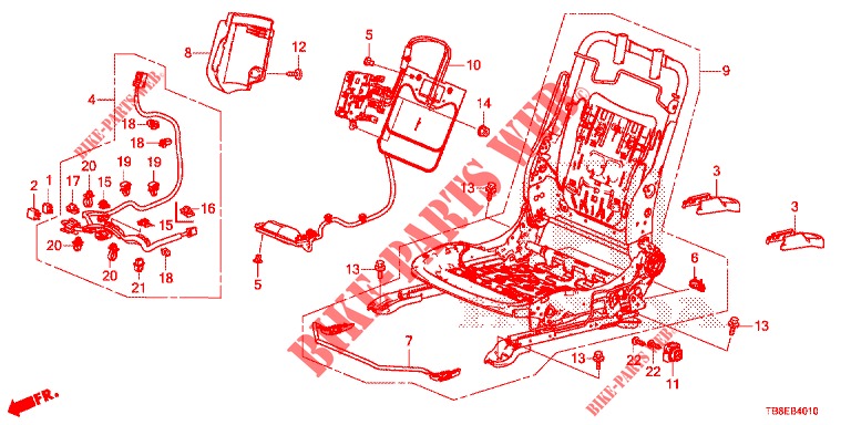 V. ZITTING COMPONENTEN (G.) (1) voor Honda CIVIC TOURER DIESEL 1.6 EXGT 5 deuren 6-versnellings handgeschakelde versnellingsbak 2016