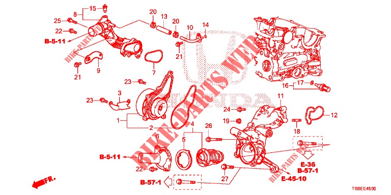 WATERPOMP/THERMOSTAAT (DIESEL) voor Honda CIVIC TOURER DIESEL 1.6 EXGT 5 deuren 6-versnellings handgeschakelde versnellingsbak 2016